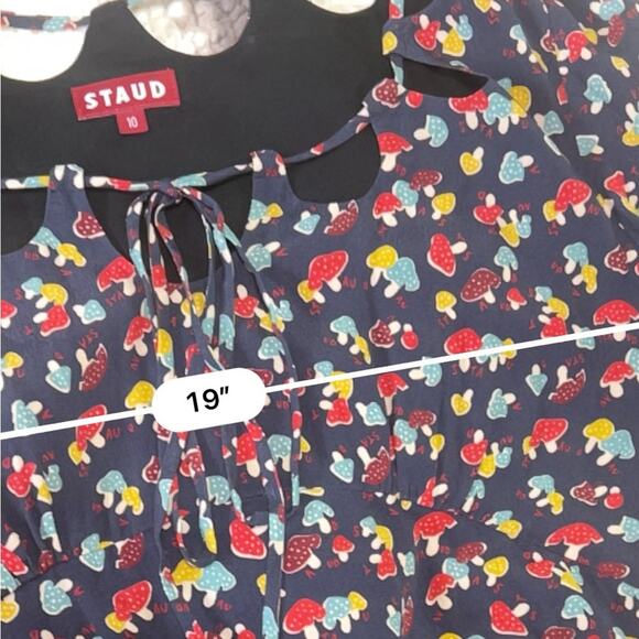 STAUD Mushroom Print Long Sleeve Maxi  Dress 10 - Picture 11 of 14